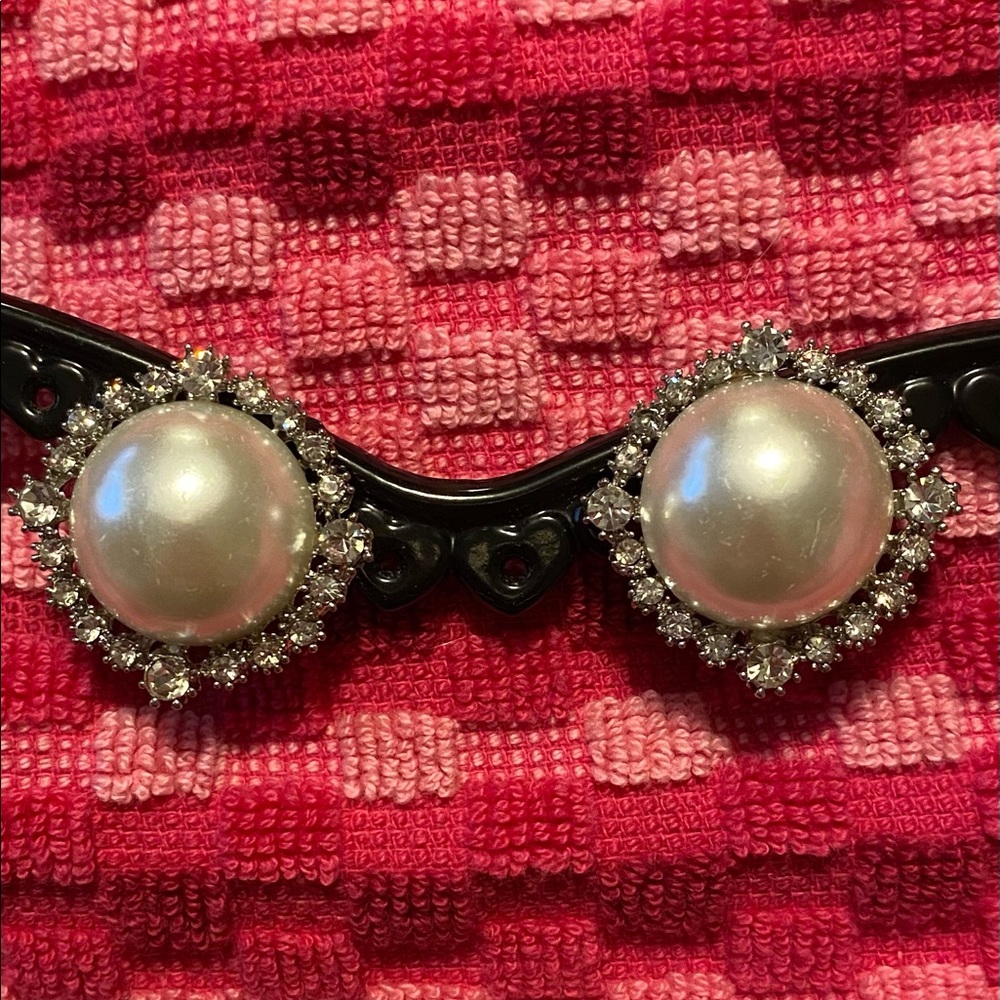 Faux Pearl Rhinestone clip on earrings